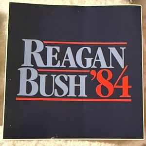 Reagan Bush 1984 Square blue & Red campaign sticker 4” square